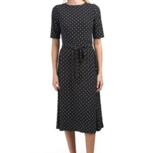 Anne Klein || Fiona elbow sleeve dot print midi dress
